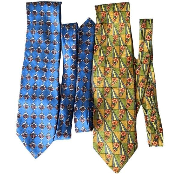 Vintage Italian Silk Tie Ties Set Of 2 - Picture 2 of 8